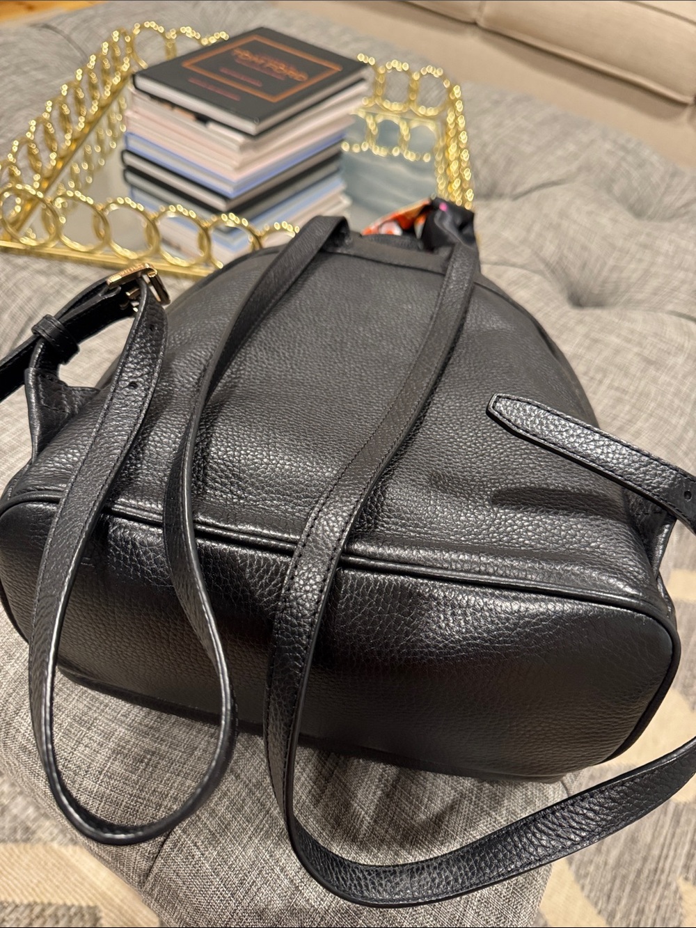 Michael Kors Bag Abbey Black Pebbled Leather Small Backpack - Picture 16 of 17